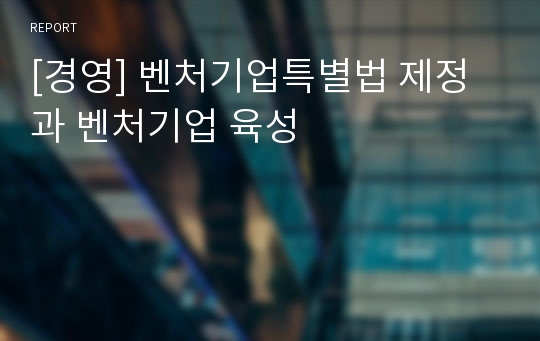 [경영] 벤처기업특별법 제정과 벤처기업 육성