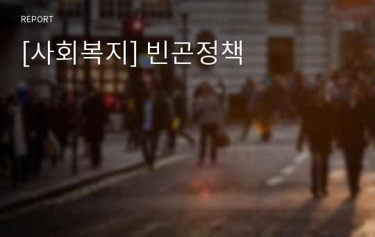 [사회복지] 빈곤정책