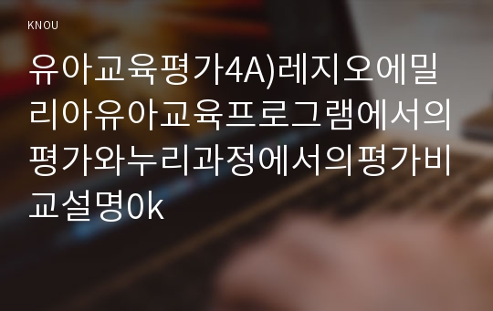 유아교육평가4A)레지오에밀리아유아교육프로그램에서의평가와누리과정에서의평가비교설명0k