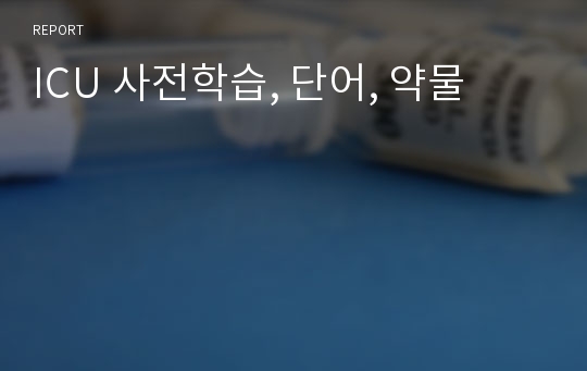 ICU 사전학습, 단어, 약물