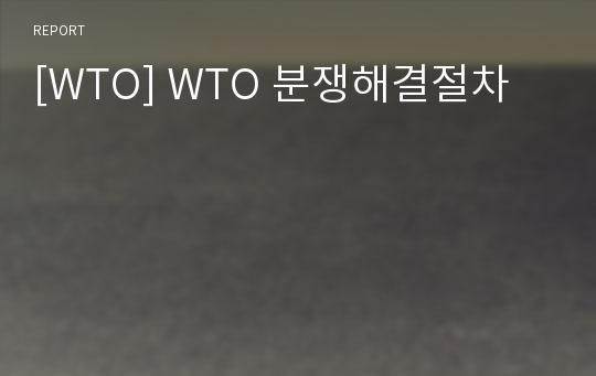 [WTO] WTO 분쟁해결절차