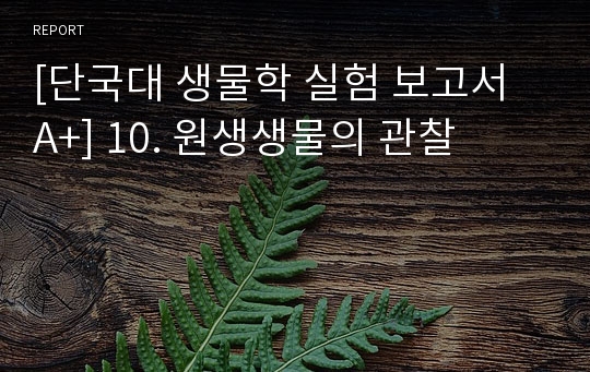 [단국대 생물학 실험 보고서 A+] 10. 원생생물의 관찰