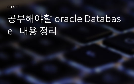 공부해야할 oracle Database   내용 정리