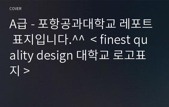 A급 - 포항공과대학교 레포트 표지입니다.^^  &lt; finest quality design 대학교 로고표지 &gt;