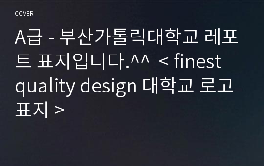 A급 - 부산가톨릭대학교 레포트 표지입니다.^^  &lt; finest quality design 대학교 로고표지 &gt;