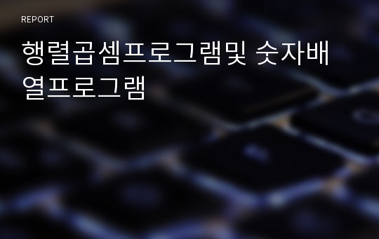 행렬곱셈프로그램및 숫자배열프로그램