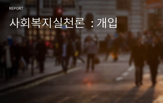 사회복지실천론  : 개입