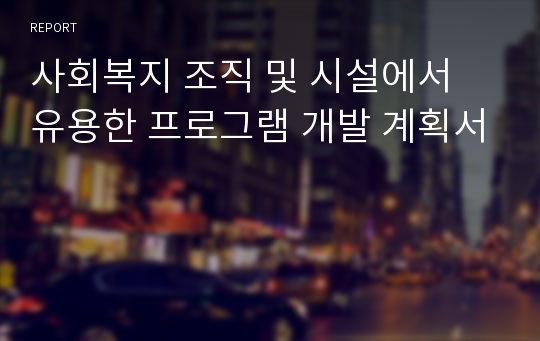 사회복지 조직 및 시설에서 유용한 프로그램 개발 계획서