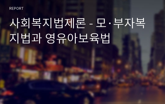 사회복지법제론 - 모·부자복지법과 영유아보육법