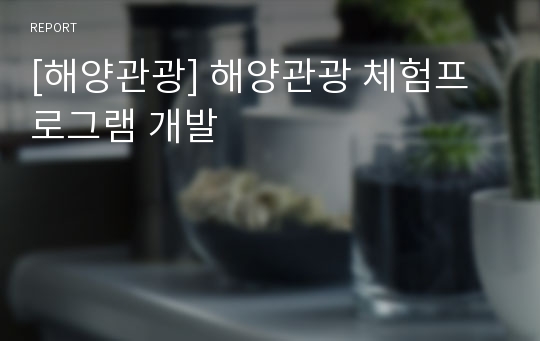 [해양관광] 해양관광 체험프로그램 개발