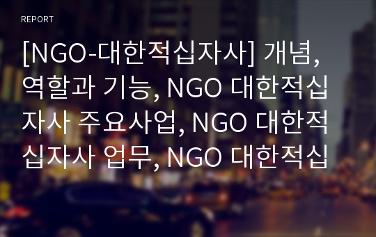 [NGO-대한적십자사] 개념, 역할과 기능, NGO 대한적십자사 주요사업, NGO 대한적십자사 업무, NGO 대한적십자사 결론