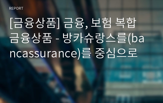 [금융상품] 금융, 보험 복합 금융상품 - 방카슈랑스를(bancassurance)를 중심으로