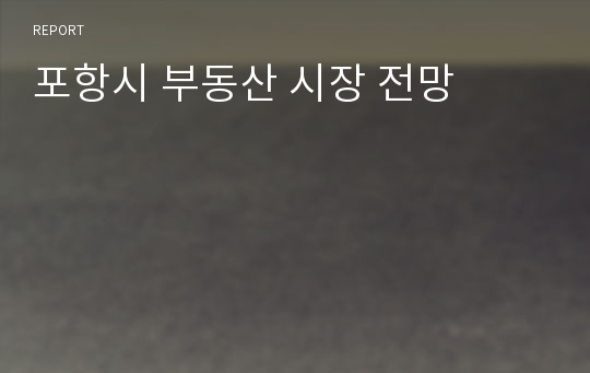 포항시 부동산 시장 전망