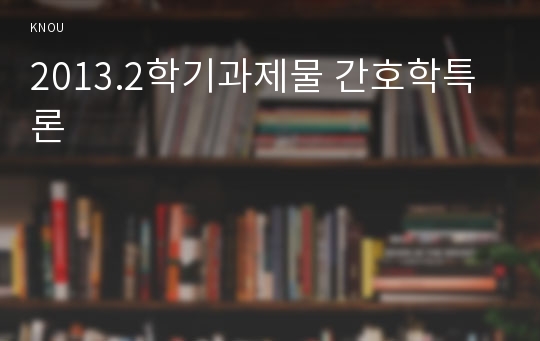 2013.2학기과제물 간호학특론