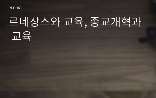 르네상스와 교육, 종교개혁과 교육