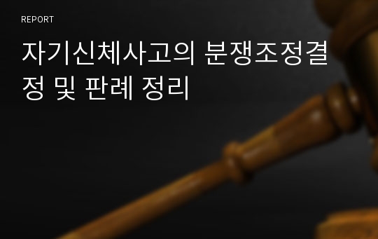 자기신체사고의 분쟁조정결정 및 판례 정리