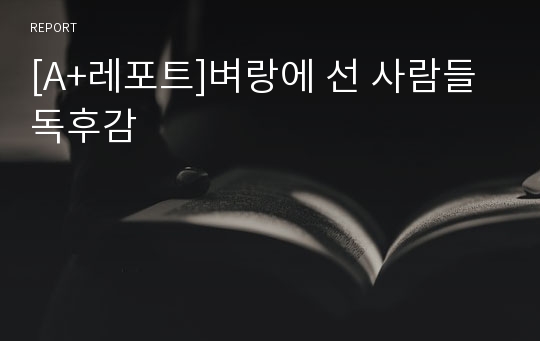 [A+레포트]벼랑에 선 사람들 독후감