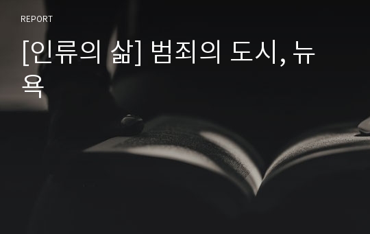 [인류의 삶] 범죄의 도시, 뉴욕