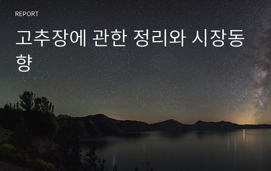 고추장에 관한 정리와 시장동향