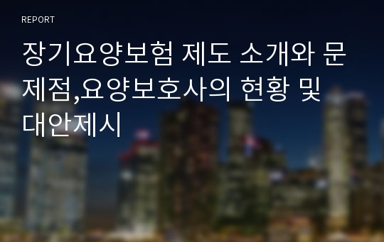 장기요양보험 제도 소개와 문제점,요양보호사의 현황 및 대안제시