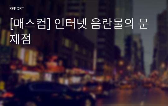 [매스컴] 인터넷 음란물의 문제점