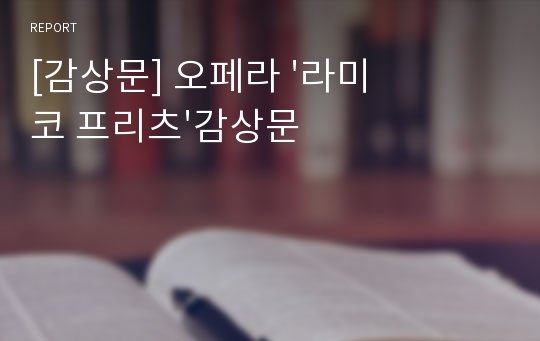 [감상문] 오페라 &#039;라미코 프리츠&#039;감상문