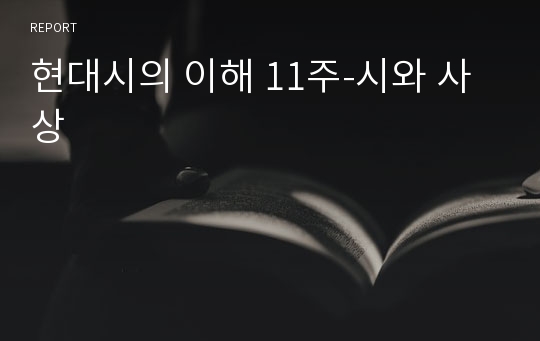 현대시의 이해 11주-시와 사상