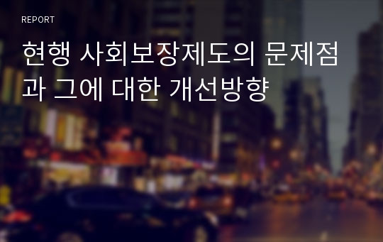 현행 사회보장제도의 문제점과 그에 대한 개선방향