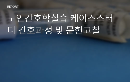 노인간호학실습 케이스스터디 간호과정 및 문헌고찰