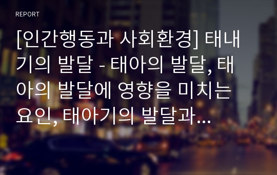 [인간행동과 사회환경] 태내기의 발달 - 태아의 발달, 태아의 발달에 영향을 미치는 요인, 태아기의 발달과 사회복지 실천과제