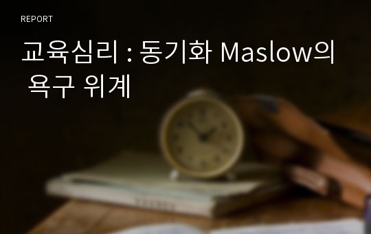 교육심리 : 동기화 Maslow의 욕구 위계