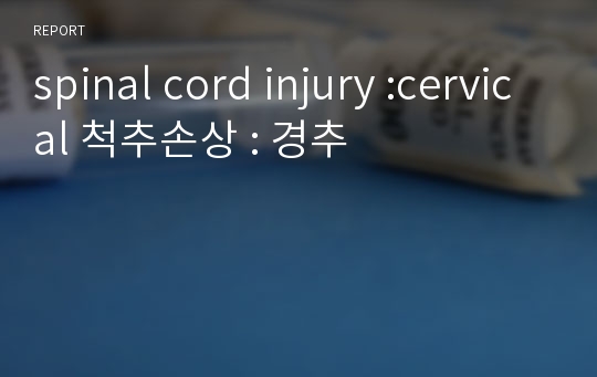 spinal cord injury :cervical 척추손상 : 경추