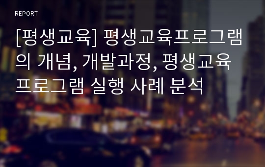 [평생교육] 평생교육프로그램의 개념, 개발과정, 평생교육프로그램 실행 사례 분석