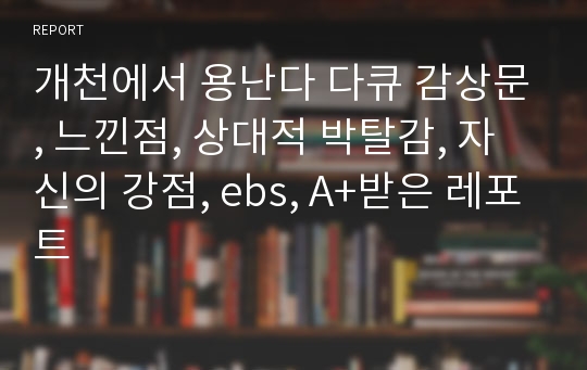 개천에서 용난다 다큐 감상문, 느낀점, 상대적 박탈감, 자신의 강점, ebs, A+받은 레포트