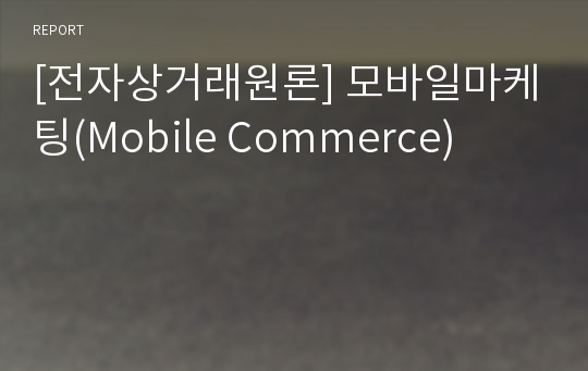 [전자상거래원론] 모바일마케팅(Mobile Commerce)