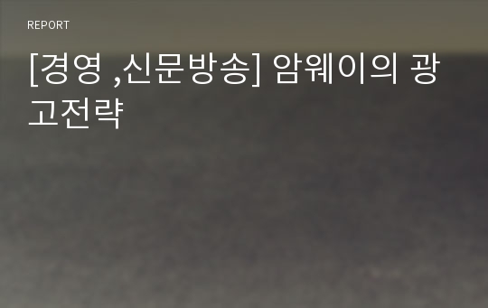 [경영 ,신문방송] 암웨이의 광고전략