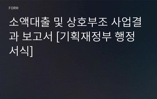 소액대출 및 상호부조 사업결과 보고서 [기획재정부 행정서식]