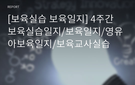 [보육실습 보육일지] 4주간 보육실습일지/보육일지/영유아보육일지/보육교사실습