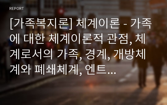 [가족복지론] 체계이론 - 가족에 대한 체계이론적 관점, 체계로서의 가족, 경계, 개방체계와 폐쇄체계, 엔트로피와 부족 엔트로피, 하위체계, 피드백, 항상성과 안정 및 변화