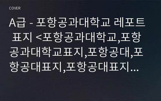 A급 - 포항공과대학교 레포트 표지 &lt;포항공과대학교,포항공과대학교표지,포항공대,포항공대표지,포항공대표지,학교표지,포항공대레포트표지,포항공대로고,포항공과대학교로고,포스텍,포스&gt;