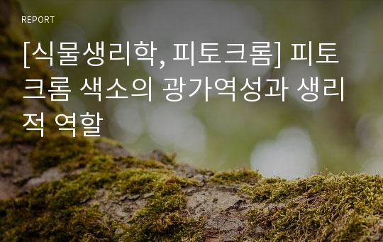 [식물생리학, 피토크롬] 피토크롬 색소의 광가역성과 생리적 역할