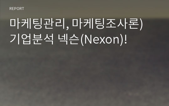 마케팅관리, 마케팅조사론) 기업분석 넥슨(Nexon)!