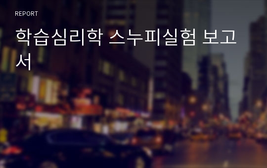 학습심리학 스누피실험 보고서