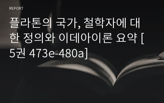 플라톤의 국가, 철학자에 대한 정의와 이데아이론 요약 [5권 473e-480a]