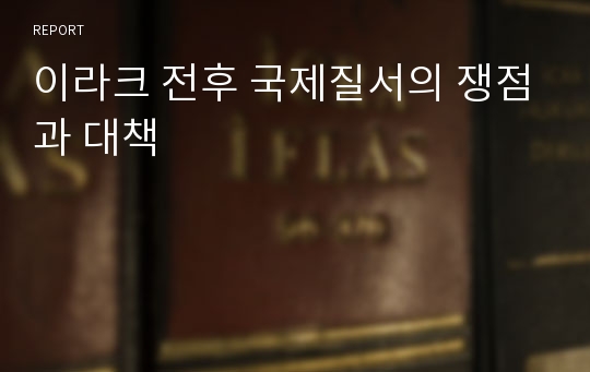 이라크 전후 국제질서의 쟁점과 대책