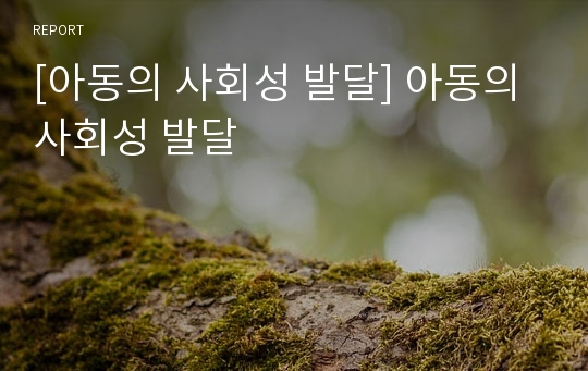 [아동의 사회성 발달] 아동의 사회성 발달