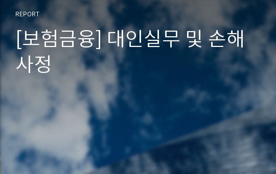 [보험금융] 대인실무 및 손해사정