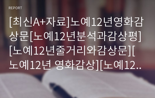 [최신A+자료]노예12년영화감상문[노예12년분석과감상평][노예12년줄거리와감상문][노예12년 영화감상][노예12년][영화 노예12년][영화노예12년][노예12년 감상문]