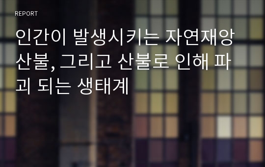 인간이 발생시키는 자연재앙 산불, 그리고 산불로 인해 파괴 되는 생태계