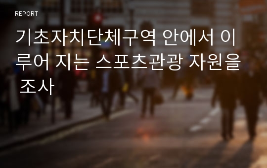 기초자치단체구역 안에서 이루어 지는 스포츠관광 자원을 조사